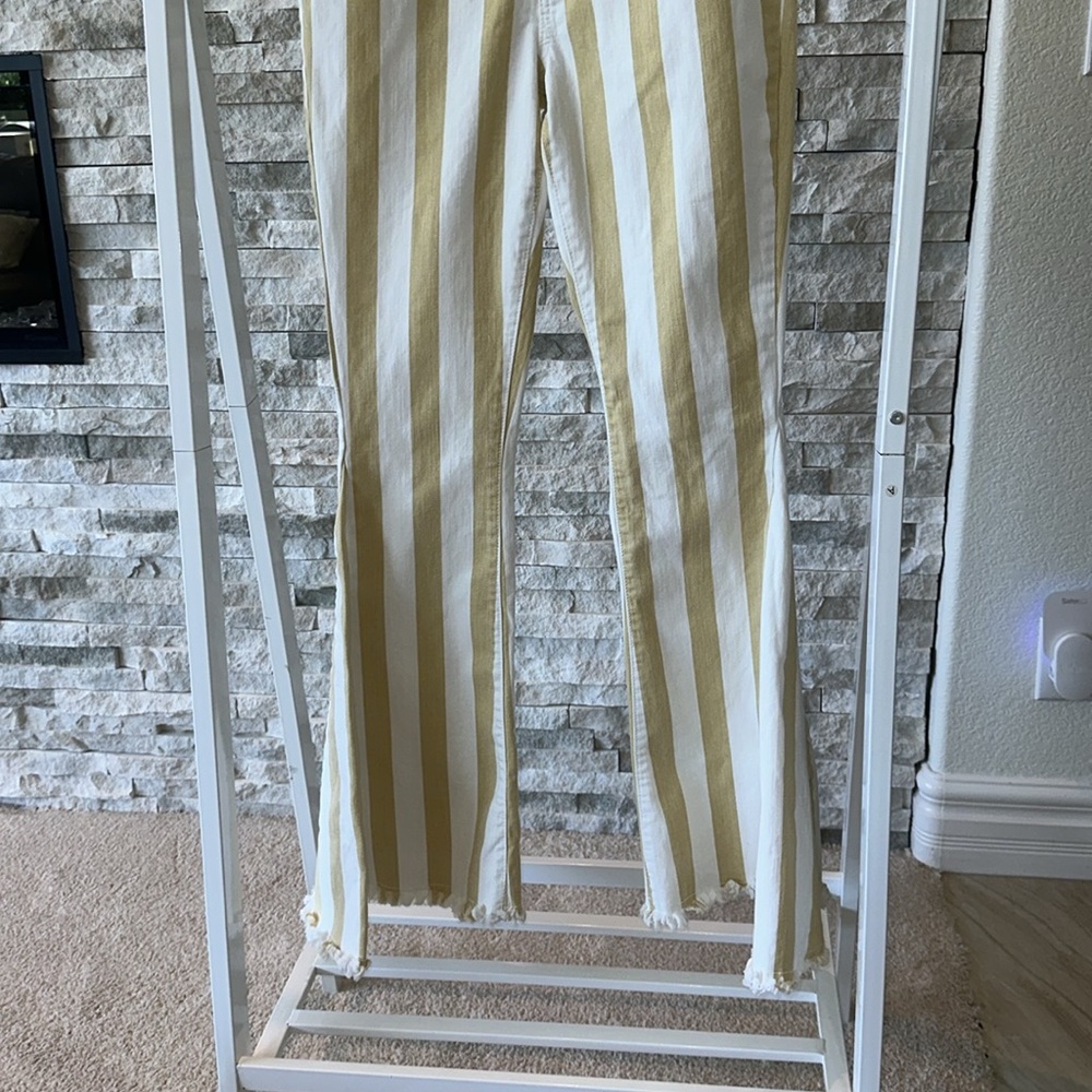 Judith March Yellow and White Striped Flare Pants - Picture 7 of 10
